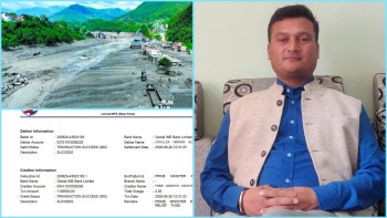 भोटेकोशी बाढीपीडितका लागि बैतडीका निर्माण व्यवसायी सुरेश चन्दले ११ लाख सहयोग
