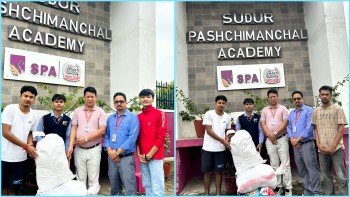 रसुवा बाढीपीडितका लागि एसपीए कलेजका विद्यार्थीले गरे राहत सामग्री सहयोग