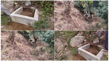 पाटनमा गत वर्षमात्रै बनेको खानेपानी ट्याङकी भताभङ्ग, मुहानमाथी फडानी गरिदा मुहान जोखिममा 